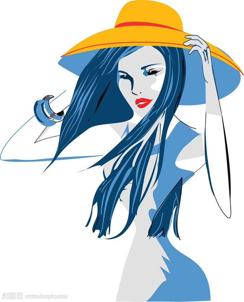 蓝色时尚美女