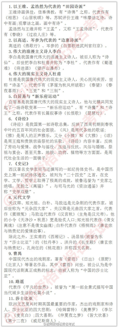 【积累教师资格证考试外国+中国文学常识】
教师资格证笔试文学常识这方面知识 内容范围广 要灵活处理 多看下就可以了 静下心来 能看多少是多少 掌握一个知识点就赚一个 考的就是平常积累 1-5图外国文学 6-9…