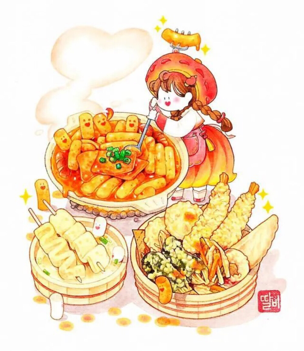 韩国插画师作品·超萌的美食料理