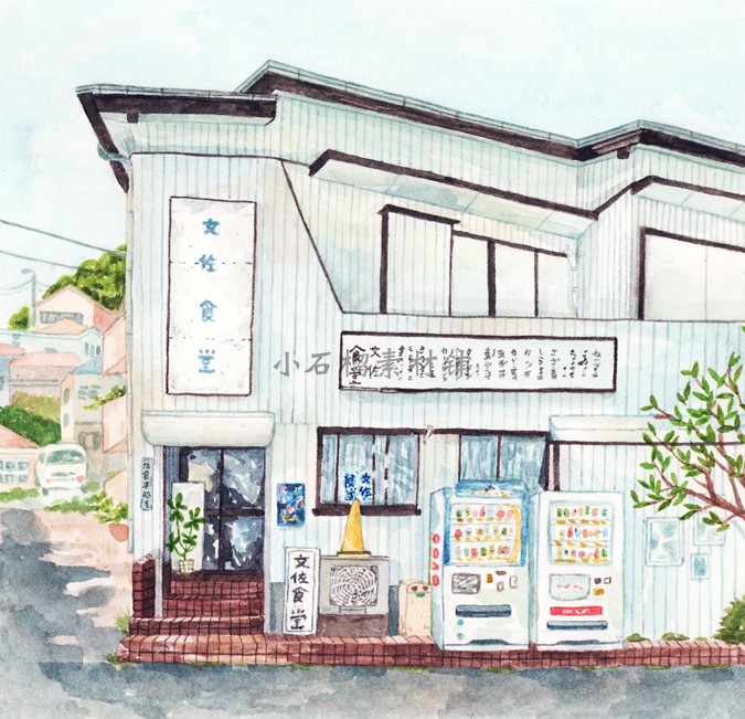 日系手绘动画日本商店房屋建筑彩色黑白插画jpg图片素材jpg73