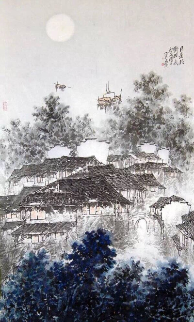 秋空明月悬，光彩露沾湿*