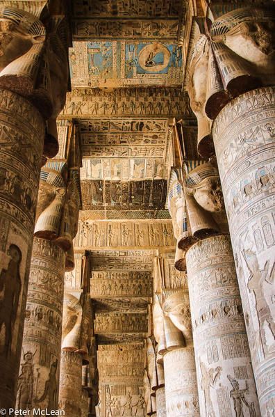 Temple of Horus at Edfu where restoration work has revealed some of the most beautiful ceilings to be seen Egypt