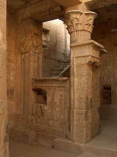 Temple of Horus at Edfu where restoration work has revealed some of the most beautiful ceilings to be seen Egypt