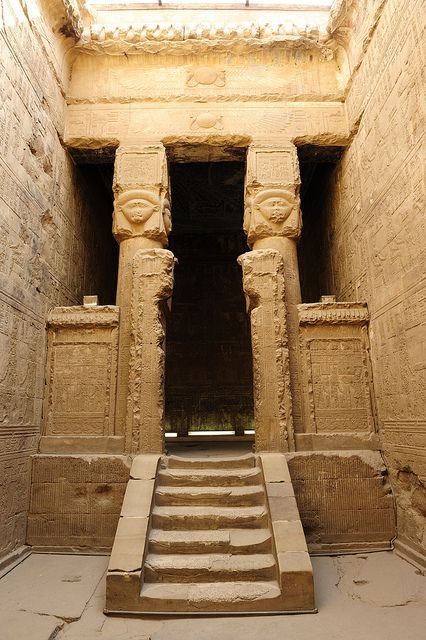 Temple of Horus at Edfu where restoration work has revealed some of the most beautiful ceilings to be seen Egypt