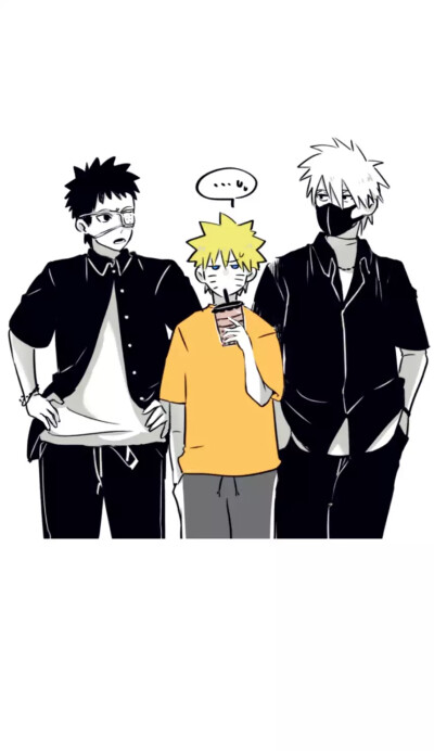 鸣人和卡卡西打伞