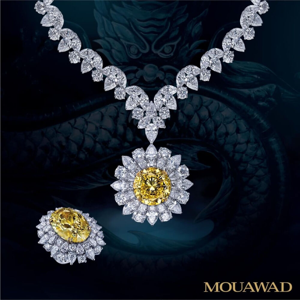 mouawad 黄钻 钻石 项链