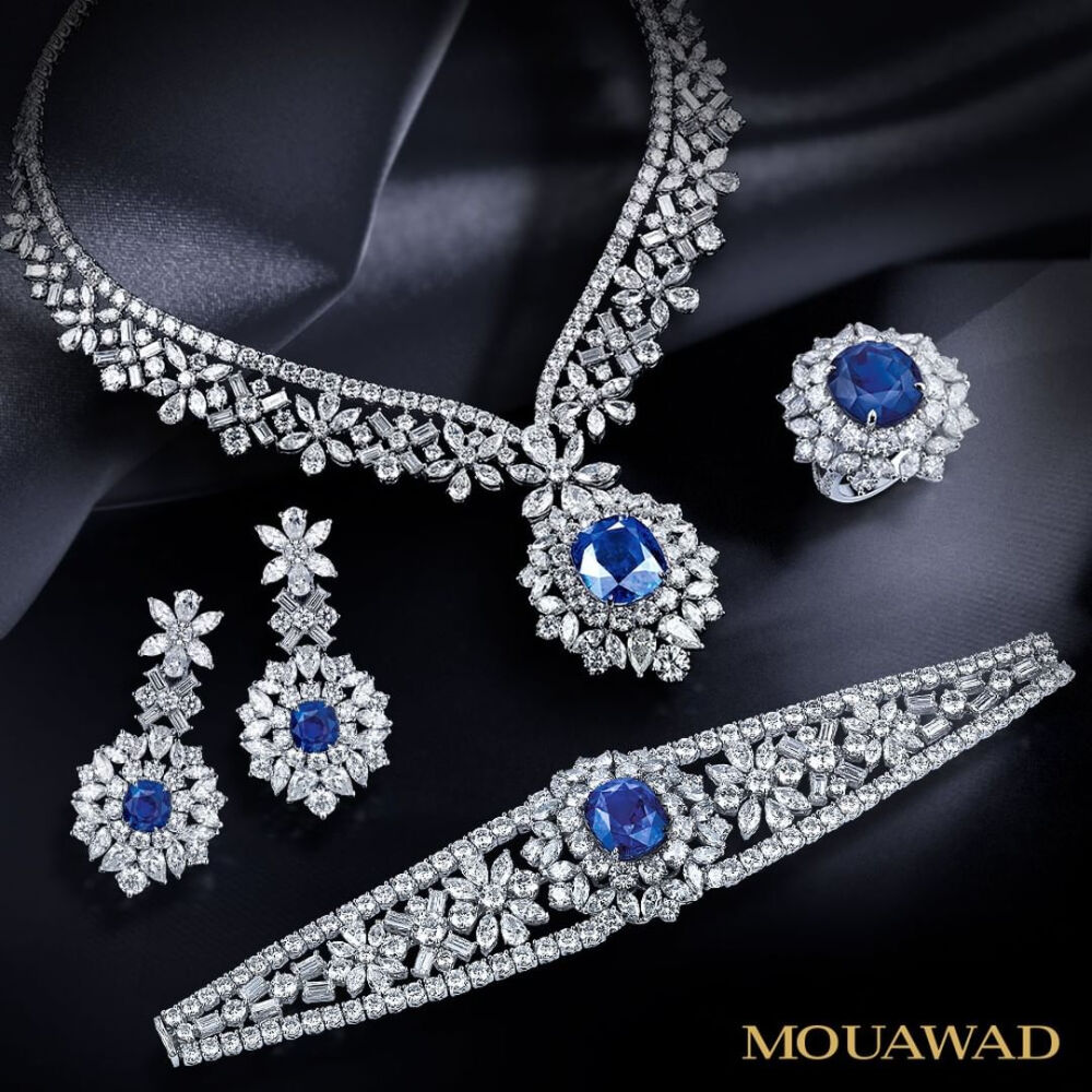 mouawad 钻石 蓝宝石 耳环 戒指 项链 手环