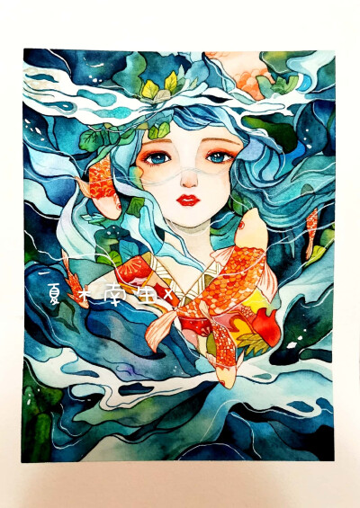 小清新水彩插画