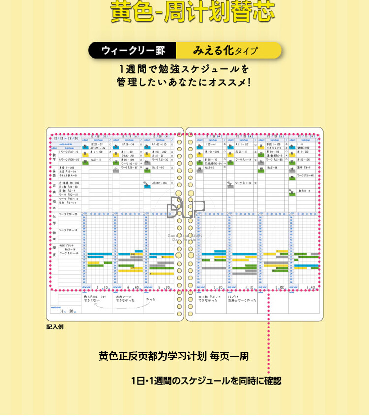 日本进口KOKUYO国誉 campus高效学习计划内芯活页纸B5 工作计划芯