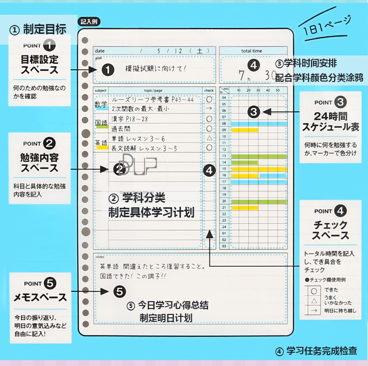 日本进口KOKUYO国誉 campus高效学习计划内芯活页纸B5 工作计划芯