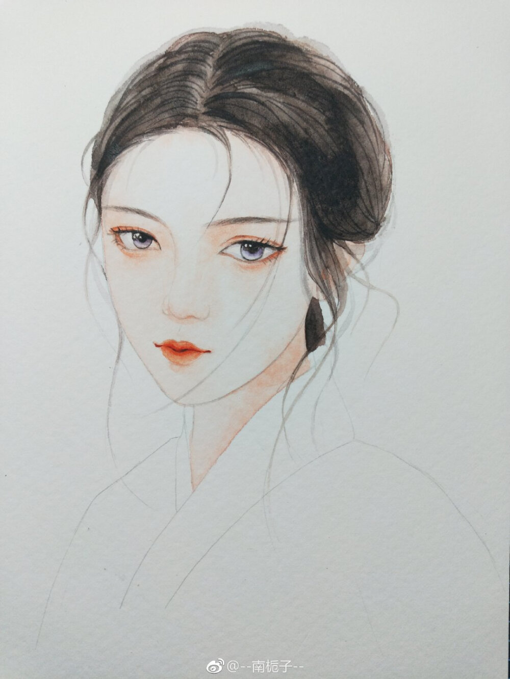 古风水彩手绘画师南栀