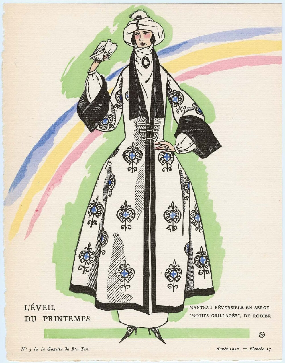 20世纪初的法国时尚杂志《Gazette du Bon Ton》，将1912年至1925年的服饰优雅魅力展现到极致。色彩饱满的绘画，描述了一个个特别的时尚场合，或是时兴的服饰珠宝搭配，Lanvin与House of Worth的高定服装也通过杂志，收获众多时尚女性的喜爱。从美好时代的野兽派、新艺术，到装饰艺术阶段，这本杂志展示了最具创意的法国。