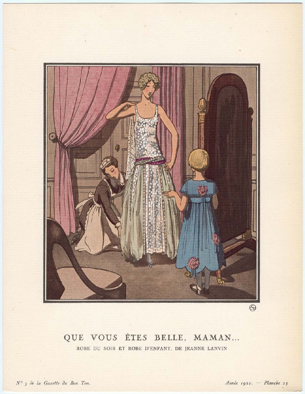 20世纪初的法国时尚杂志《Gazette du Bon Ton》，将1912年至1925年的服饰优雅魅力展现到极致。色彩饱满的绘画，描述了一个个特别的时尚场合，或是时兴的服饰珠宝搭配，Lanvin与House of Worth的高定服装也通过杂志，收获众多时尚女性的喜爱。从美好时代的野兽派、新艺术，到装饰艺术阶段，这本杂志展示了最具创意的法国。