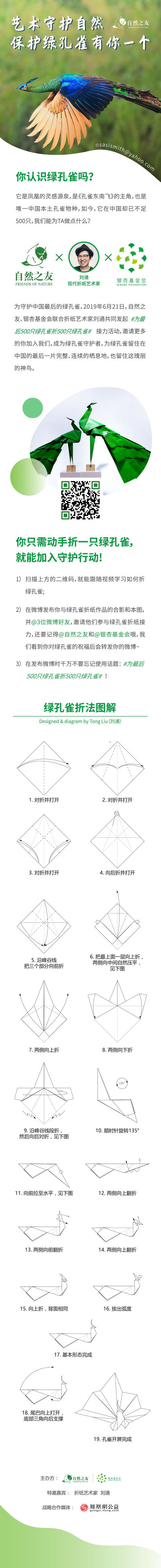 绿孔雀折纸说明