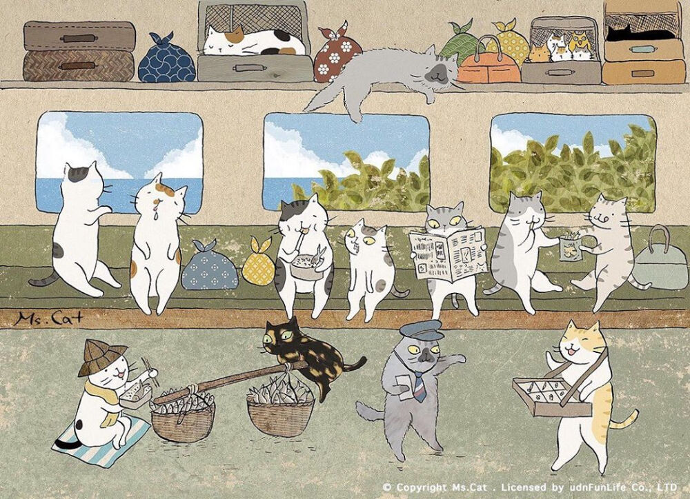 貓苑浮世繪，人生即喵生 ~ 台湾插画师 Ms.cat 浮世绘风格猫咪插画作品