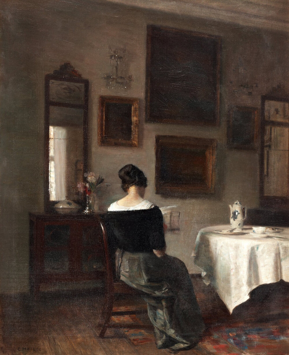 （Danish,1863-1935）Carl Vilhelm Holsoe的自然光影