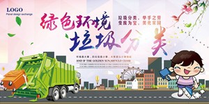 创建绿色文明卫生城市垃圾分类公益宣传海报psd模板素材psd385