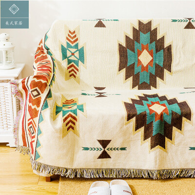 欧式沙发垫沙发巾北欧现代棉线沙发套布艺少数民族几何沙发垫地毯