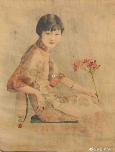 1920s，谢之光绘美女像