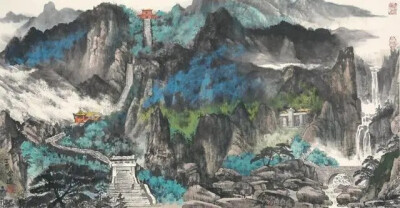 《泰山全景》 70cm×138cm
郜宗远，生于辽宁沈阳，祖籍河北昌黎。曾为中国美术家协会第五届理事、第六届理事、主席团成员。现为中国编辑学会副会长、中国编辑学会美术编辑委员会主任、荣宝斋顾问、中国美协连环画艺…