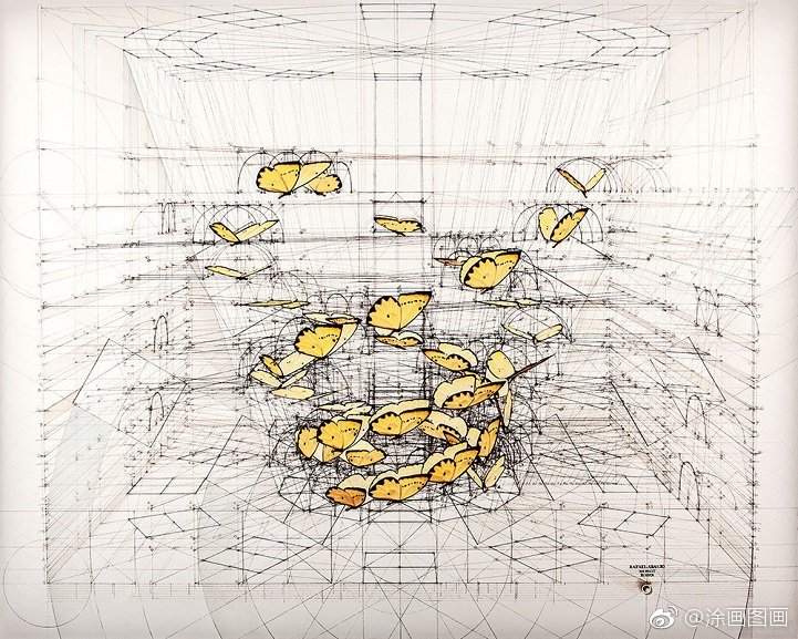 手绘黄金比例插图 . 委内瑞拉建筑师、艺术家 Rafael Araujo ​​​​