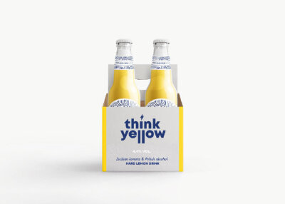 清新活力的Think Yellow柠檬水logo设计及包装设计 ​​​​ 