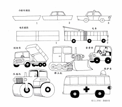 交通工具 车 简笔画 备课素材 