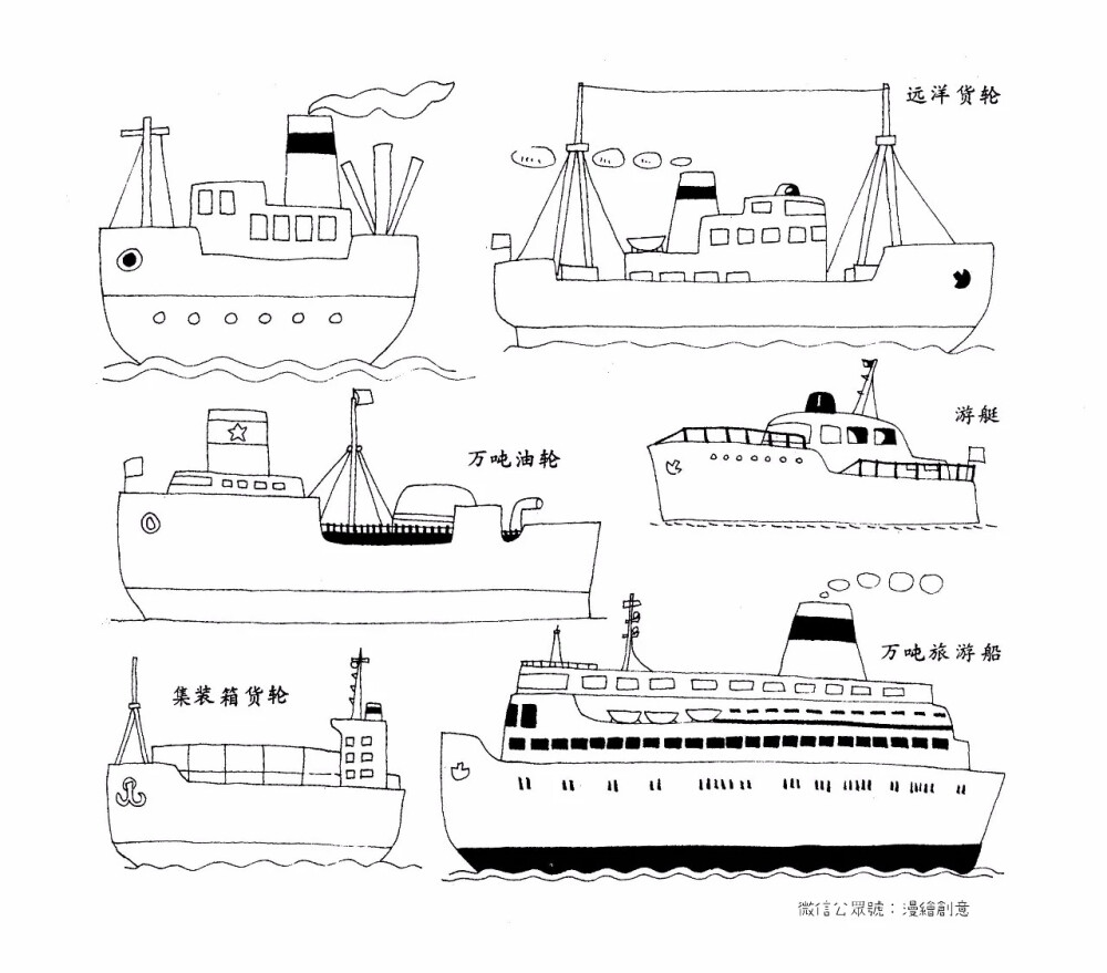 船 交通工具 车 简笔画 备课素材 