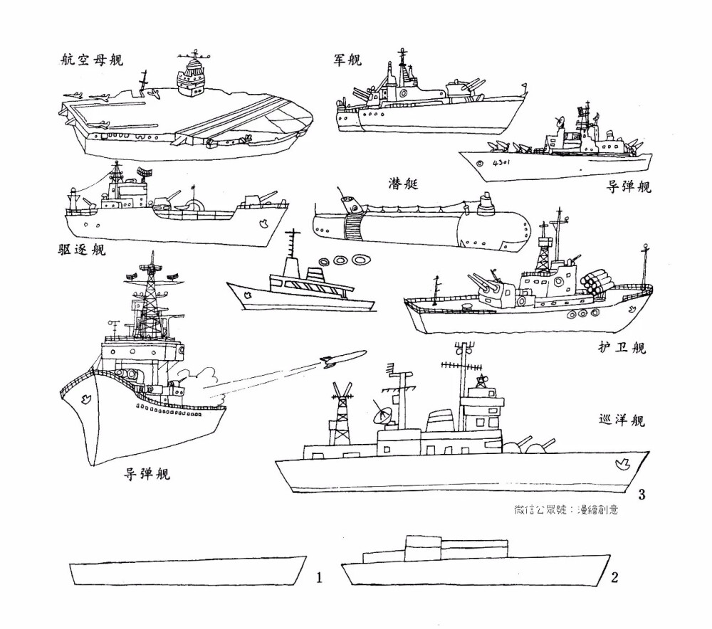 船 交通工具 车 简笔画 备课素材 