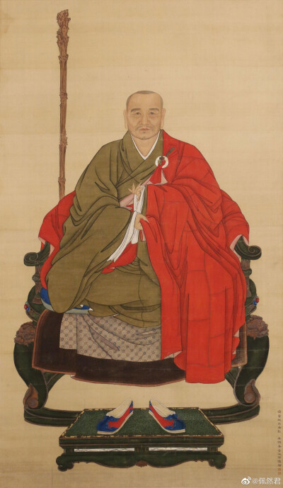 1.清人画释普荷像轴，通长140、通宽81厘米。
2.清人画释法安像轴，通长108、通宽67厘米。
3.清人画释印颗像轴，通长136.3、通宽79.5厘米。
4.清人画释常容像轴，通长130、通宽51.8厘米。
5.明人画释如馨像轴，通…