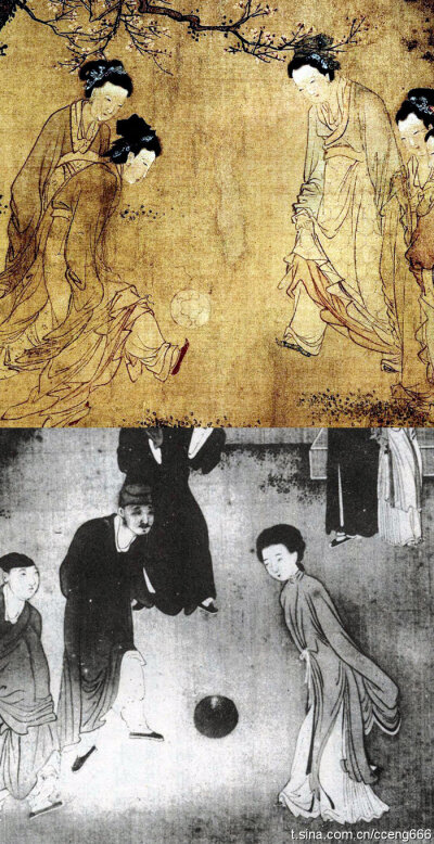 【伎女蹴鞠】古代女性也流行踢球。唐代教坊司设有蹴鞠内人，宋代全国都有专门的踢球协会-“齐云圆社”，元代从中还分离出“仕女圆社”，专门培训蹴球伎。蹴球伎最高者称“女校尉”。为了娱客，很多伎女甚至必须花很…