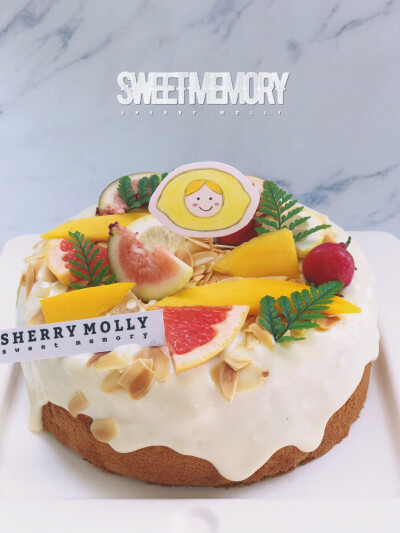 #SHERRY Molly家の下午茶#—『原味爆漿cake』老客人訂給朋友的cake～异地閨蜜的甜蜜 讓人羨慕耶 要求有一個可愛檸檬插牌 還蠻搭的吶～