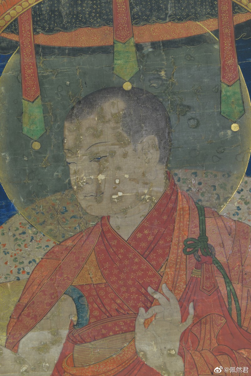 西藏，15世纪晚期–16世纪，元世祖帝后与八思巴唐卡，布本设色，纵82.6cm，横50.8cm，维多利亚艺术画廊藏。