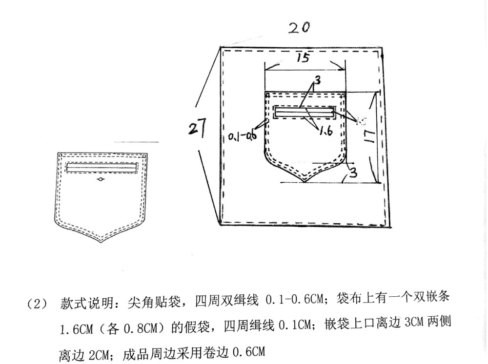 口袋款式图结构图