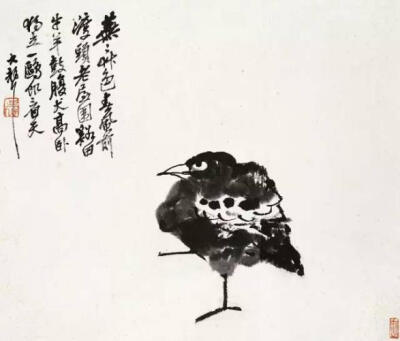 吴昌硕 《山水花鸟册》墨 鸥
《幽兰》题诗有“风露一茎赠，艳色美人面”，“明珠那足抱，高情动留恋”之句，是否缘自友人持花慰问而寄抱高情呢？