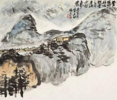 吴昌硕 《山水花鸟册》临榆山景
余读吴画，以此册最为动心。画家既视为“自作”，又是绝笔，正可照见缶翁晚年之心理、心路、心思、心境，为艺术心理研究之绝妙例证。