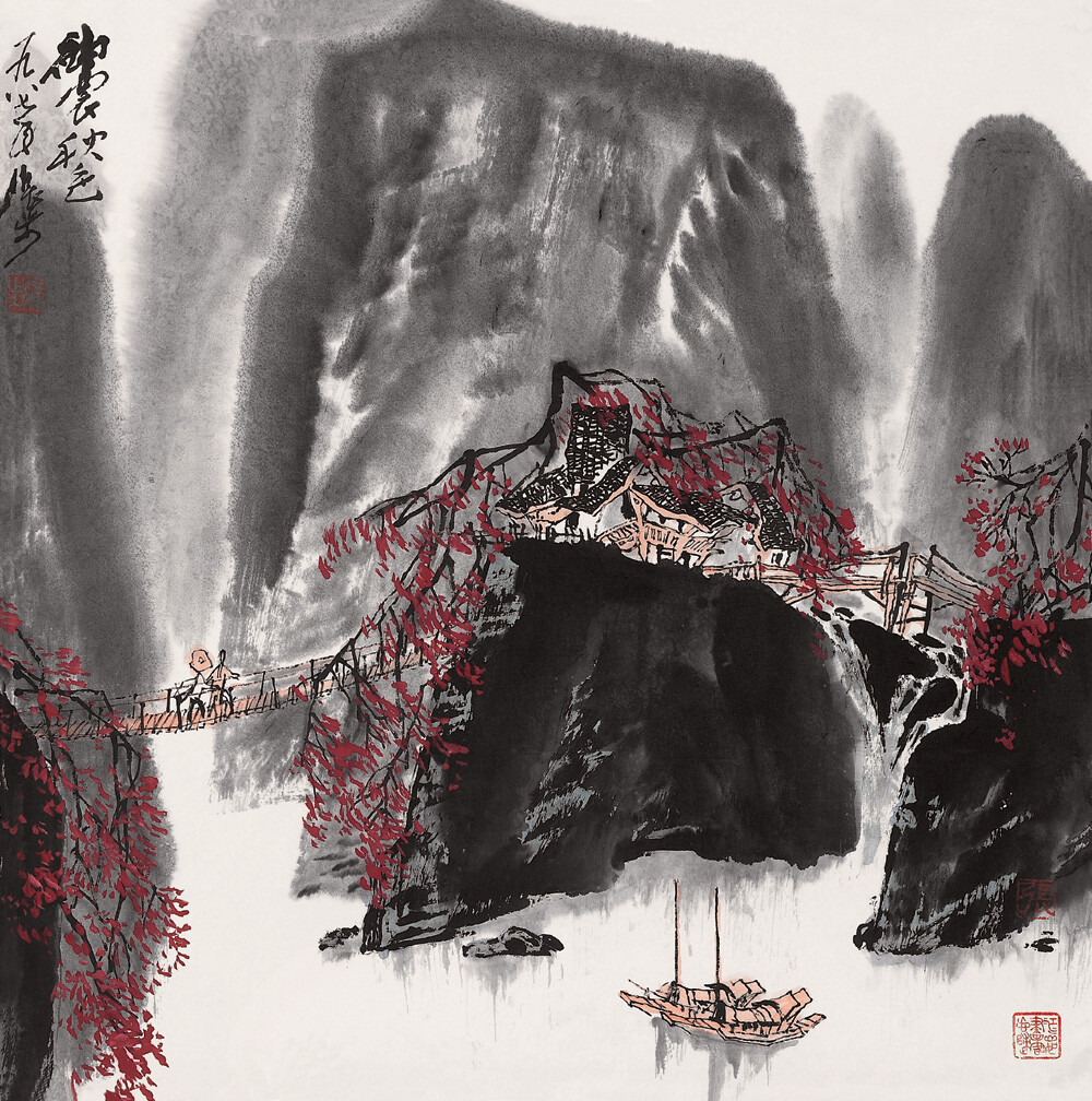 张步作品
张步，1958年进中央美术学院中国画系，从师李可染、蒋兆和、李苦禅、叶浅予等美术大师，1961年入该系山水画工作室，后又专门追随李可染先生学习山水画，跟随可染大师深入大自然写生和研修创作，成为少数几个入室弟子之一。1963年毕业后分配到工人日报社任美术编辑 。1975年调光明日报社任美术编辑组长 。1980年调北京画院，从事专门创作，现为一级美术师 。历任《工人日报》、《光明日报》美术编辑，《光明日报》美术编辑组组长，北京画院专业画家、副院长、中国河山画会第一任会长。旅居加拿大，为国际知名中国画家。