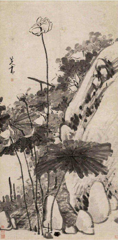 清 朱耷“八大山人”《荷花》
（1626年—约1705年），谱名统[quàn，上林下金]，字刃庵，号八大山人、雪个、个山、人屋、道朗等，出家时释名传綮，汉族，江西南昌人。 明末清初画家，中国画一代宗师。他是明太祖朱元…