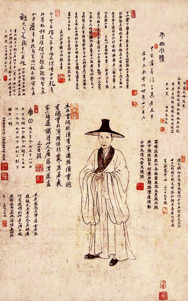 清 朱耷（1626年—约1705年），谱名统[quàn，上林下金]，字刃庵，号八大山人、雪个、个山、人屋、道朗等，出家时释名传綮，汉族，江西南昌人。 明末清初画家，中国画一代宗师。他是明太祖朱元璋第十七子朱权的九世孙。