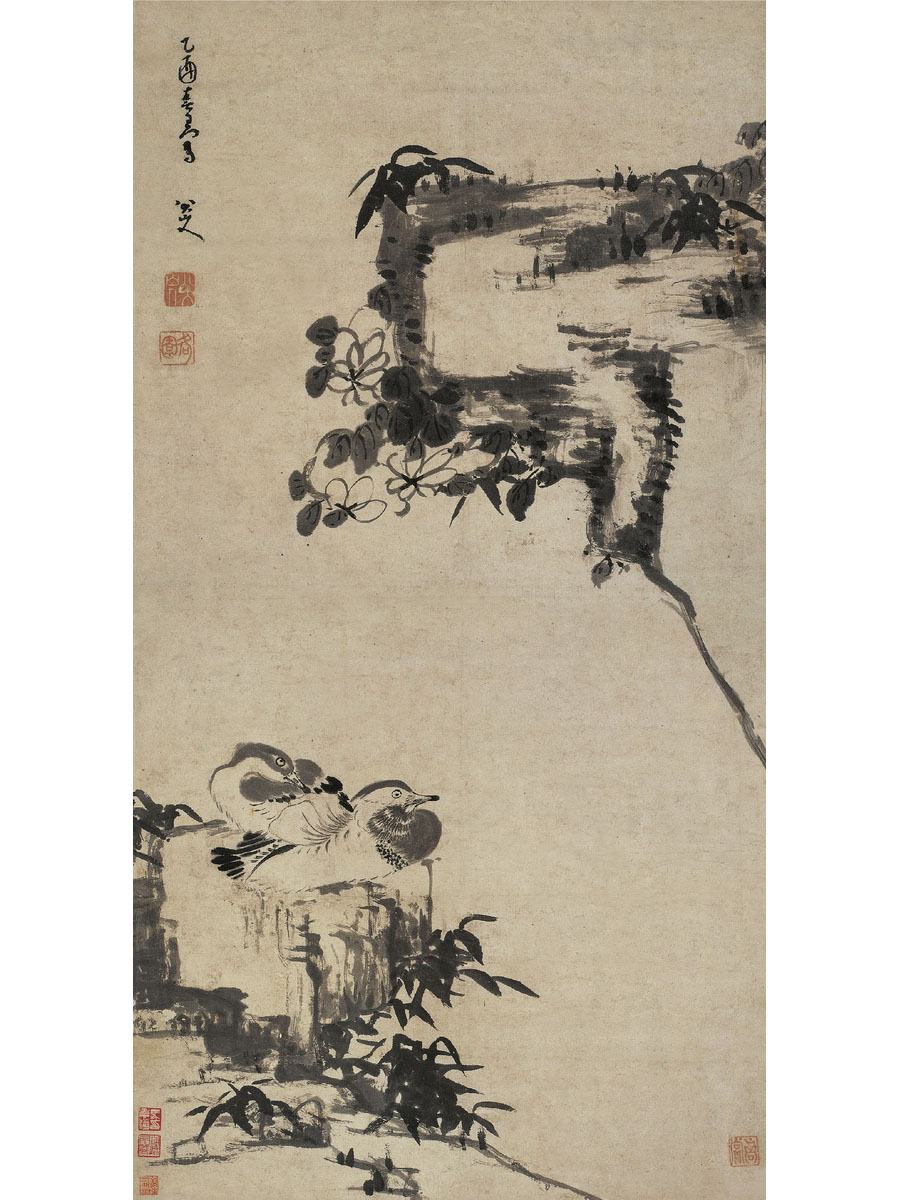 清 朱耷（1626年—约1705年），谱名统[quàn，上林下金]，字刃庵，号八大山人、雪个、个山、人屋、道朗等，出家时释名传綮，汉族，江西南昌人。 明末清初画家，中国画一代宗师。他是明太祖朱元璋第十七子朱权的九世孙。