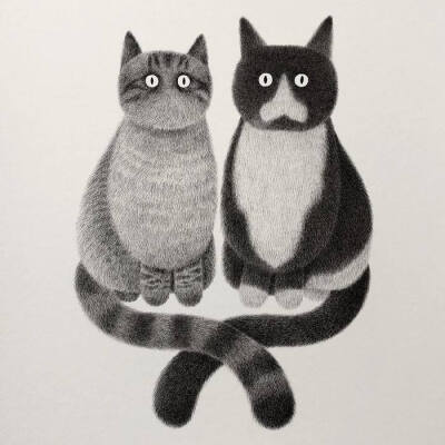 毛茸茸的猫咪插画设计 ~ 插画师Kamwei Fong作品