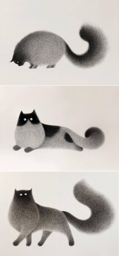 毛茸茸的猫咪插画设计 ~ 插画师Kamwei Fong作品