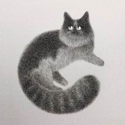 毛茸茸的猫咪插画设计 ~ 插画师Kamwei Fong作品