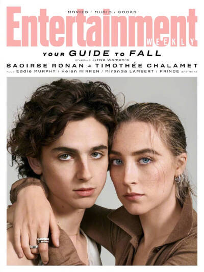 甜茶Timothée Chalamet, 罗南Saoirse Ronan《娱乐周刊》新期封面, 两人合作的新版《小妇人》上映在即, 豪华的演员阵容值得期待. ​​​