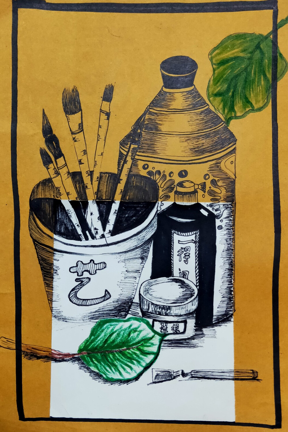 中级班6-8岁范画油画棒水粉线描画