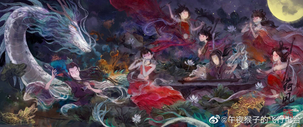 插画师安利：午夜猴子，图源见水印，收图可以关注一下作者微博哦！超棒的但不火的画师，我很喜欢的画风！