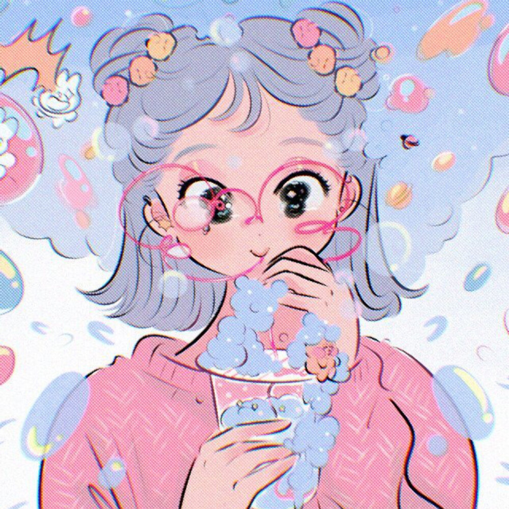 头像 动漫 插画 另类 独特 少女哇