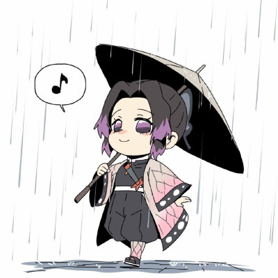 「九柱vs雨天」，又迫害义勇！哈哈哈哈每一张都好可爱(fb:Mïïn敏 ​​​​) 