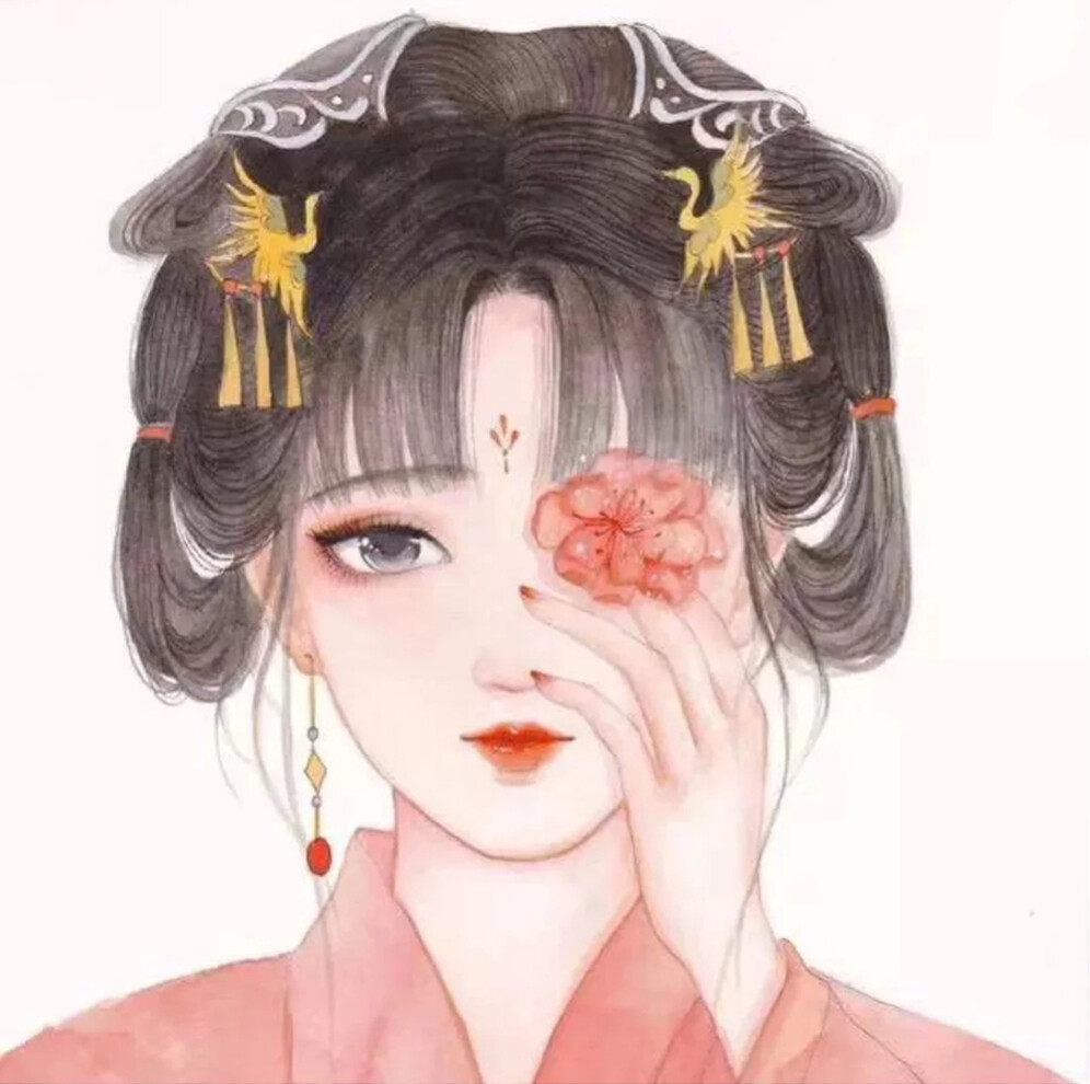 手绘 古风 头像 女头 插画