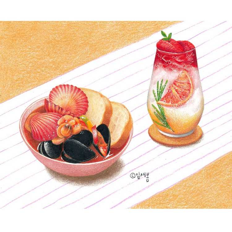 美食 甜点 饮品 彩铅 插画 By_lovely_limbom2 ​​​​